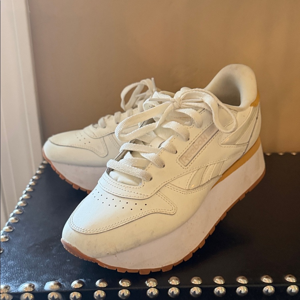 Reebok Cream and Tan Platform Sneakers